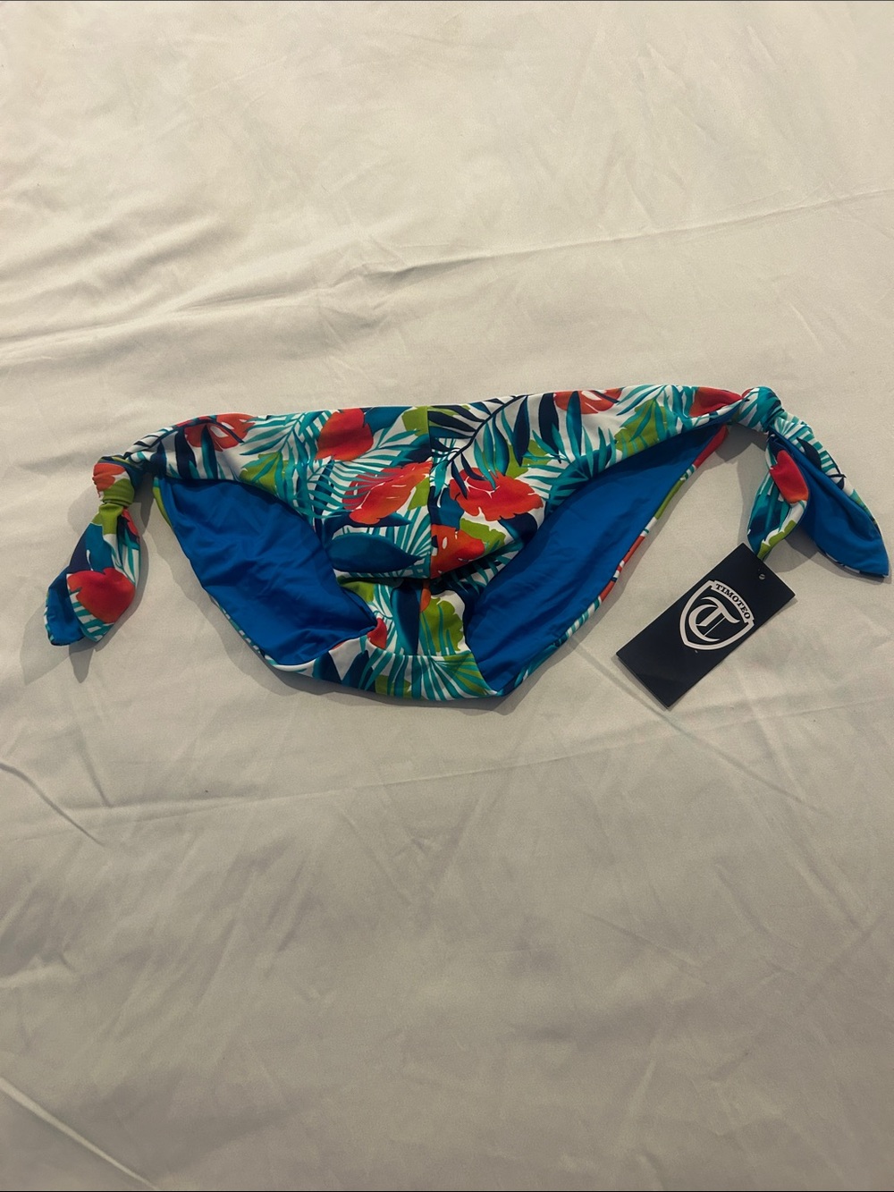 Tie-Side Kids Swim Bottoms in Tropical Blue Floral